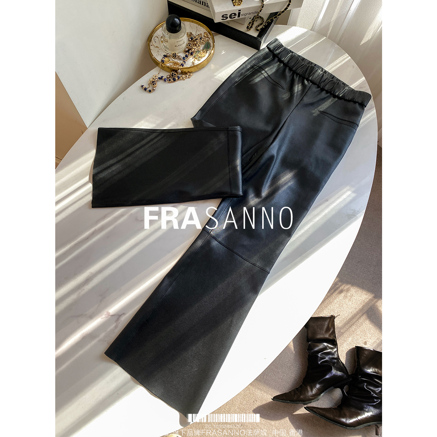 100%纯皮绵羊皮弹力女皮裤微喇裤