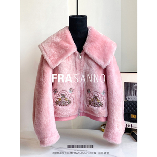 FRASANNO【时髦精】拉贡 皮草女皮毛一体短款外套时尚显瘦 年轻款