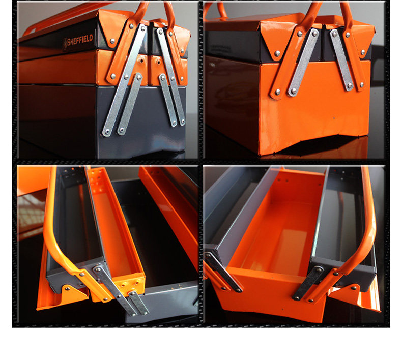 钢盾s025004 家用三翻斗五金工具箱 多功能烤漆防锈3合1铁工具盒