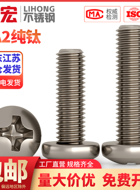 国标TA2纯钛螺丝钛合金盘头十字螺栓圆头螺钉机钉 M2M2.5M3M4M5mm