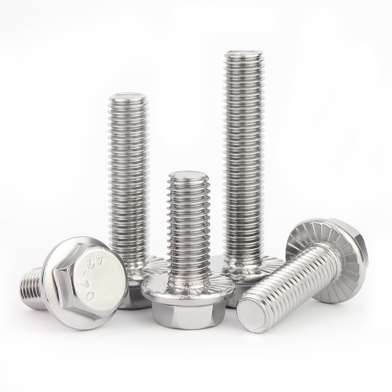 304不锈钢外六角法兰面螺栓带垫花齿防滑螺丝钉 M5M6M8M10M12-M16