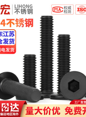 黑色304不锈钢CM大平头超薄头扁平头内六角螺丝钉M2M3M4M5M6M8