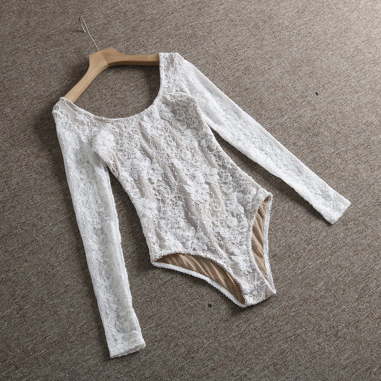 ins美式辣妹蕾丝勾花性感修身U领长袖连体衣女,女装/女士精品,连体衣/裤,淘宝优惠券,粉丝福利购,淘宝优惠卷