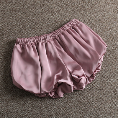 美式辣妹缎面醋酸松紧腰性感低腰花苞短裤女热裤