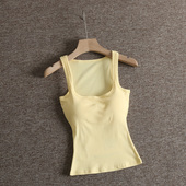 漫画胸 美式 辣妹外扩遮副乳修身 自带罩杯 收腰窄肩背心女打底衫