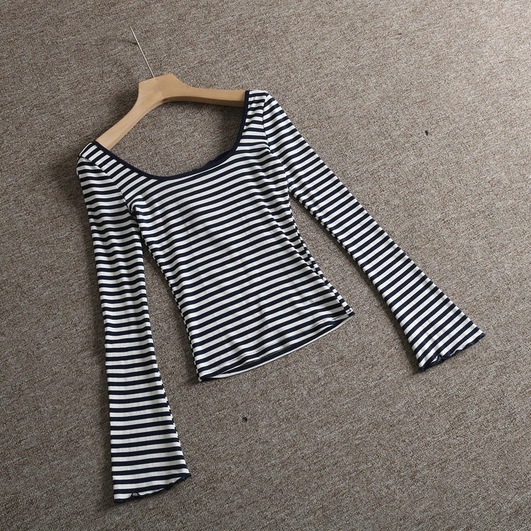 ins网红辣妹纯欲修身喇叭袖性感系带镂空露背U领天丝长袖T恤女,女装/女士精品,T恤,淘宝优惠券,粉丝福利购,淘宝优惠卷