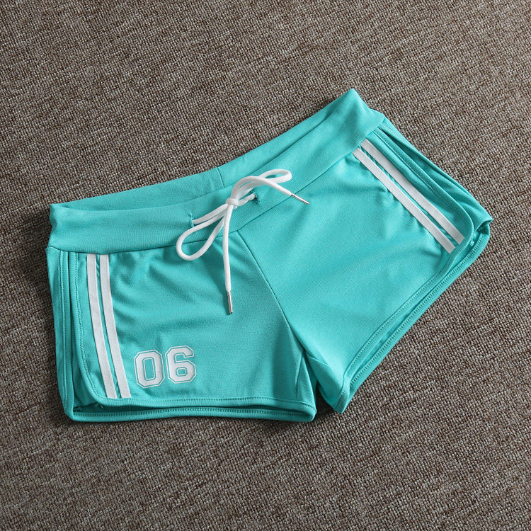 超显腿长 美式辣妹字母印花性感抽绳低腰健身运动瑜伽短裤女热裤