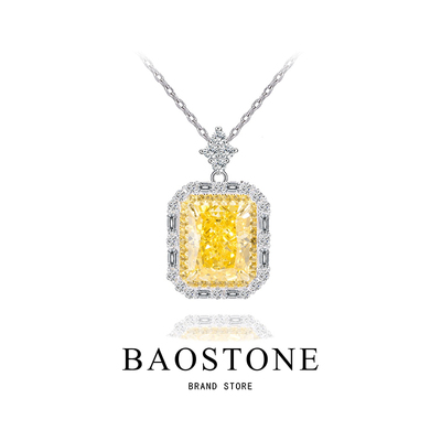 BAOSTONE艳彩黄香水瓶项链925银