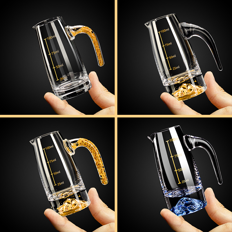 创意金山金箔白酒杯分酒器家用水晶玻璃分酒盅红酒分酒器酒店饭店