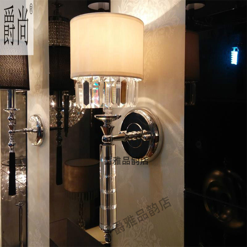 轻奢水晶壁灯后现代卧室床头灯客厅玄关楼梯新古典设计师温馨壁灯