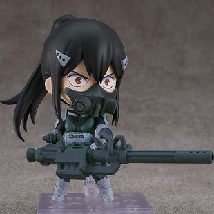 Q版 动漫 粘土人 怪兽8号 模型黑色长发带防毒面具亚白米娜 手办