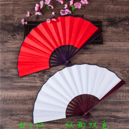西安悠然书简舞双面绢布折扇红色