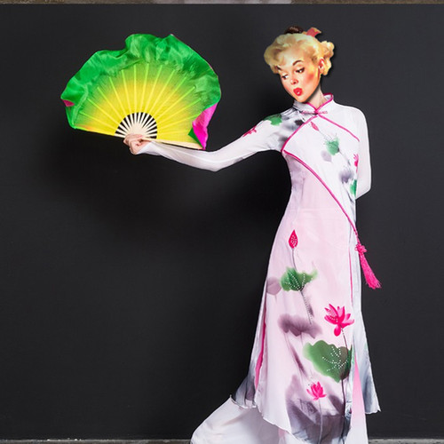 茉莉花双面包邮胶州秧歌扇舞蹈扇