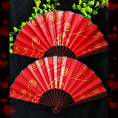 10寸双面娟布中国风书简舞折扇寄明月古典舞蹈白红色黄小扇子