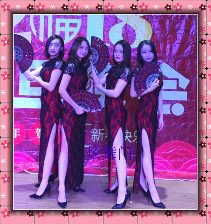 10把包邮儿童7寸咏春舞蹈扇子亮片单面女塑料小布折扇大红白黑紫