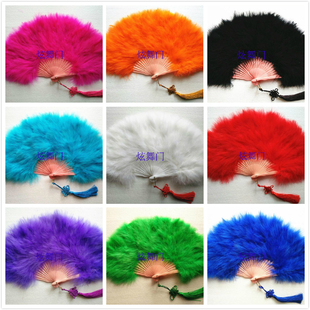 10把包邮全绒红色白色黑色羽毛扇女折扇咏春双面舞蹈鹅毛扇子