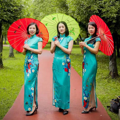 儿童大小号古典绸布伞粉红红色