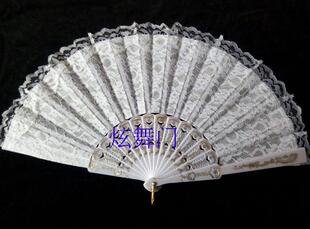 7把包邮双层单面咏春蕾丝扇舞蹈表演扇红色白黑7寸工艺女折叠扇子