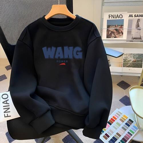 新款奥粒绒卫衣秋冬宽松百搭上衣休闲打底男士圆领sweatshirt men