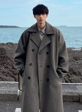 Mid to long autumn/winter woolen coat men's plus size trendy