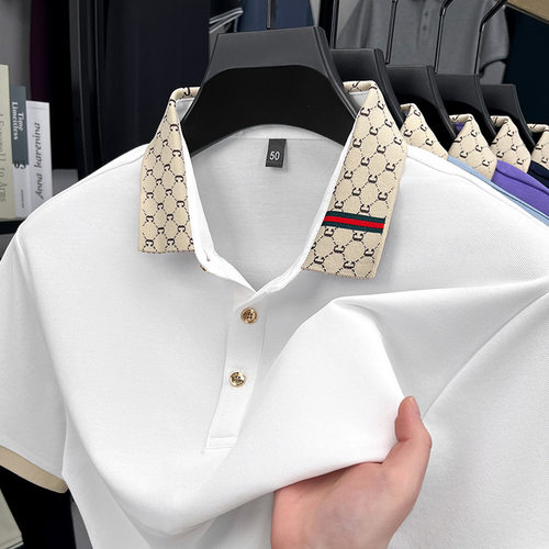 Luxury B letter embossed short sleeve polo shirt men summer