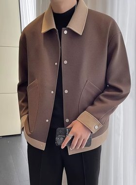 Mens autumn fashion contrasting color statement loose jacket