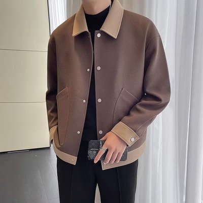 Mens autumn fashion contrasting color statement loose jacket