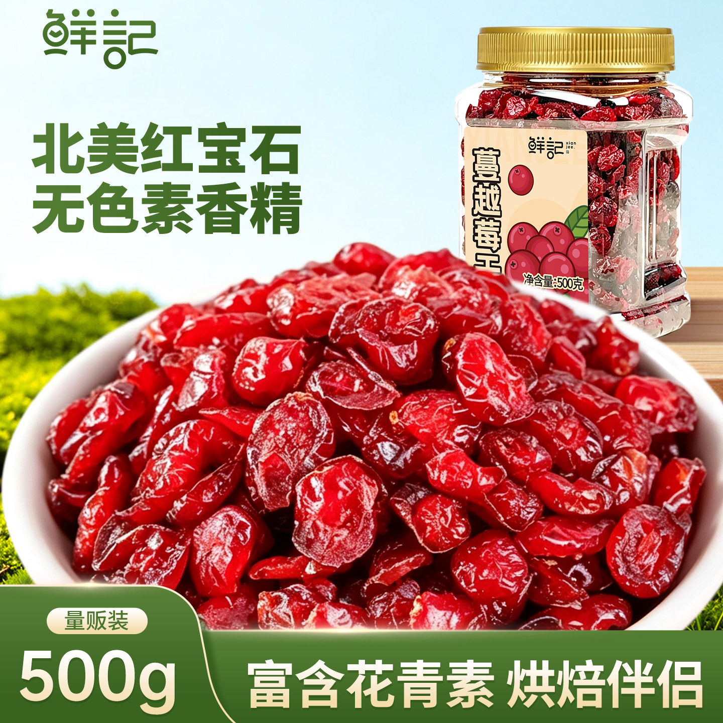 鲜记蔓越莓干北美红宝石果脯蜜饯烘焙原料水果干孕妇儿童零食500g