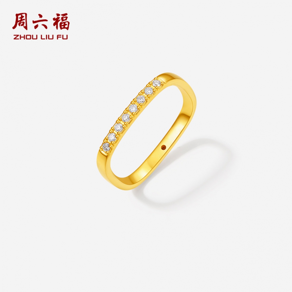 周六福黄金镶嵌钻石钻石戒指女款
