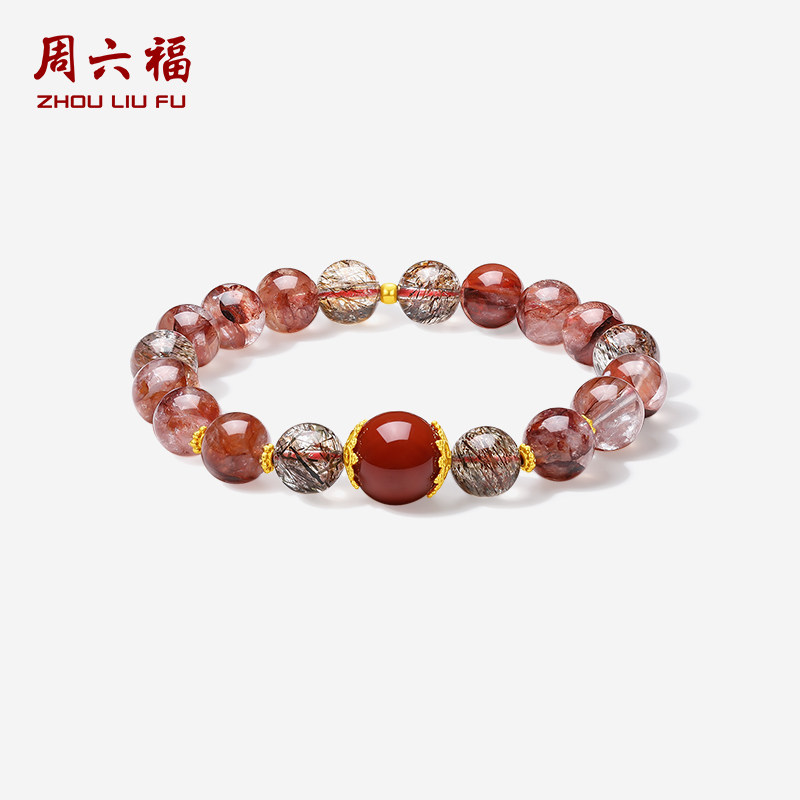 周六福5d硬金定价水晶玛瑙手串女款玛瑙手串玛瑙红手串新年礼物,黄金,定价黄金手链,淘宝优惠券,粉丝福利购,淘宝优惠卷