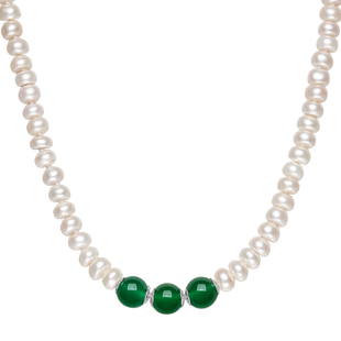 周六福S925银淡水珍珠项链优雅玛瑙颈饰送妈妈妇女节礼物送礼盒