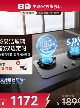 小米官方米家P1智能定时燃气灶煤气灶台双灶嵌入式家用节能大火力