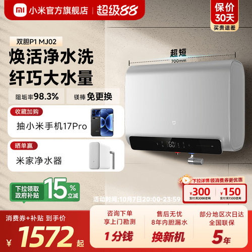 小米米家智能电热水器P1双胆60L