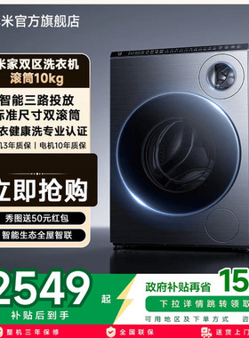 小米米家双区洗衣机滚筒10kg全自动滚筒10公斤内衣儿童洗一级能效
