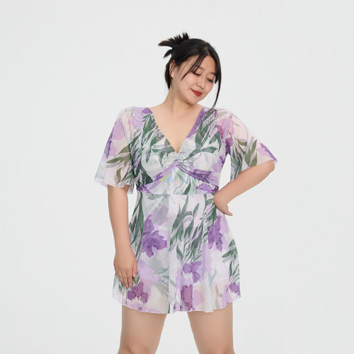 卓游少女大码泳衣连体减龄遮肉