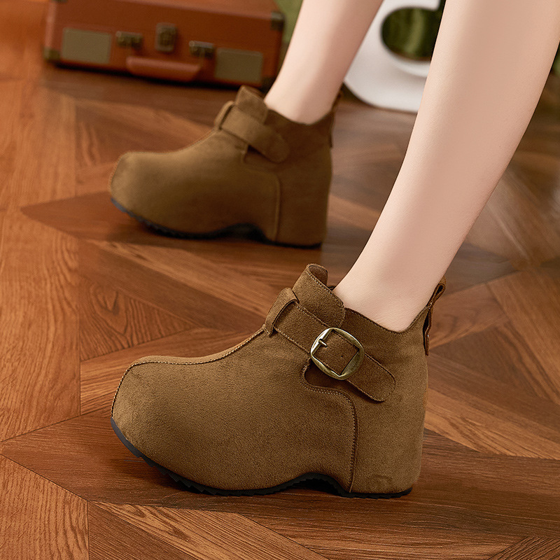 加绒保暖勃肯鞋女2025新款秋冬季厚底内增高女鞋子一脚蹬高帮棉鞋