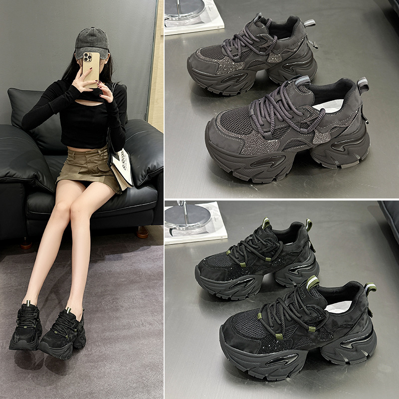 加绒老爹鞋女2025秋冬新款增高9CM厚底松糕鞋休闲百搭运动潮女鞋