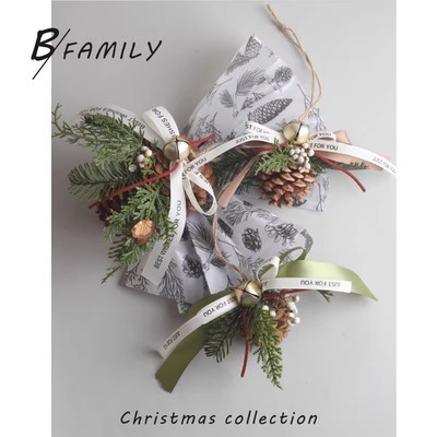 DIY圣诞装饰品松果松塔蝴蝶结