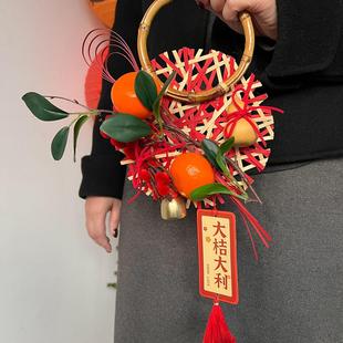 新年装饰氛围布置2026新款竹编入户门挂件元旦春节伴手礼场景挂饰