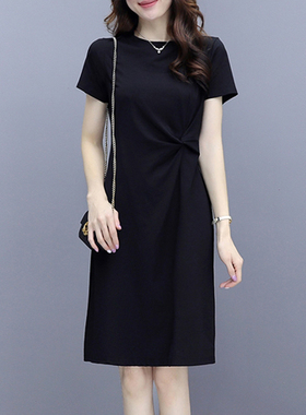 2026夏季新款连衣裙女遮肚显瘦设计感小众开叉时尚中长款T恤裙潮