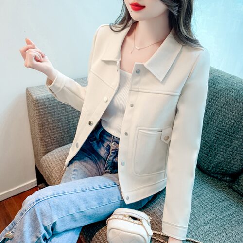 白色修身短款外套女春秋新款显瘦