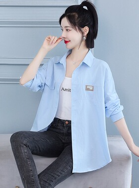 春秋新款衬衫上衣女春夏宽松减龄气质百搭显瘦春季长袖衬衣服外套