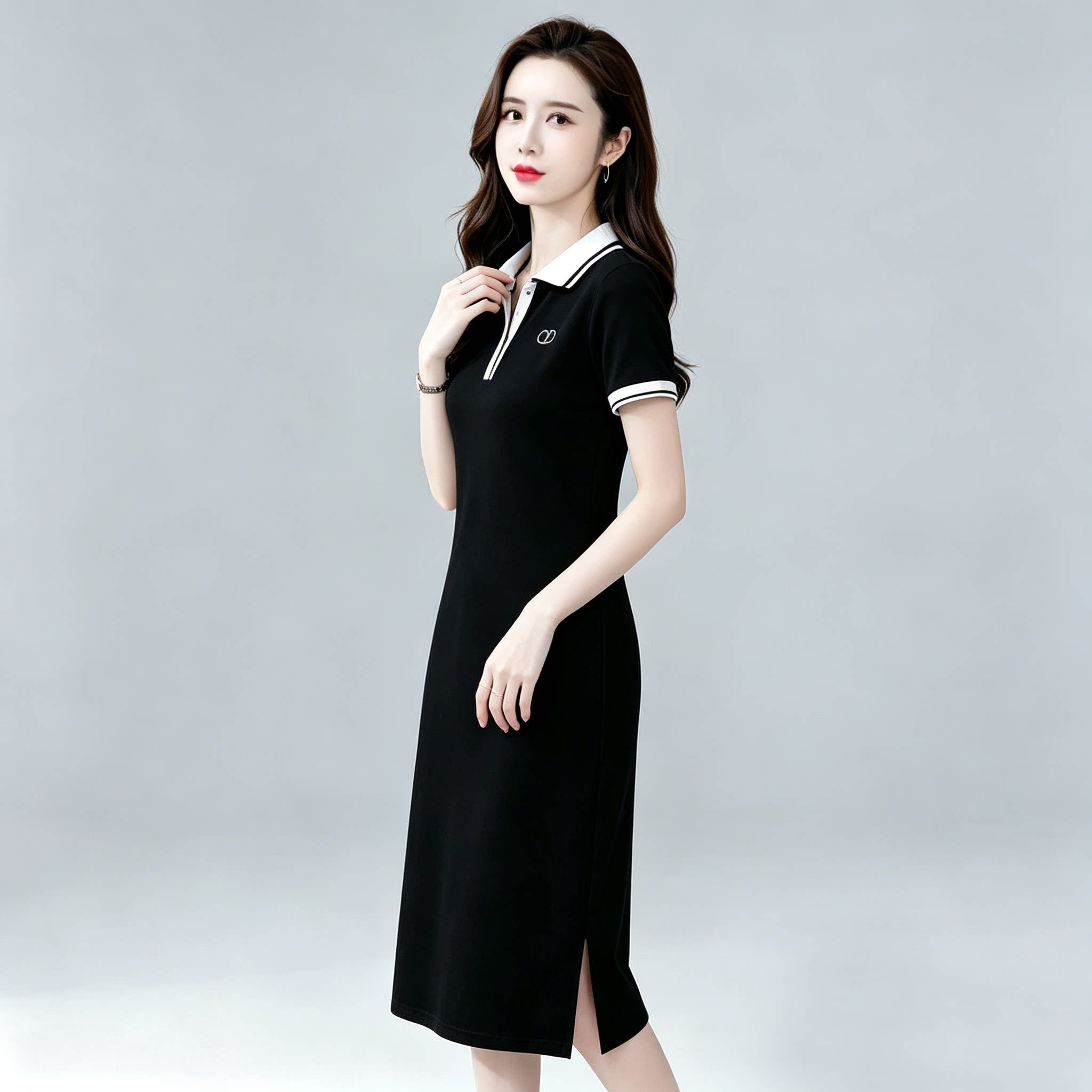 polo连衣裙夏季翻领遮肚减龄休闲图片