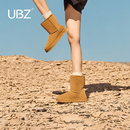 东北中筒加厚防滑加绒灰色靴子 户外冬季 UBZ 防水雪地靴女2025新款