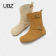 UBZ 百搭休闲复古西部堆堆短靴瘦瘦靴 新款 防水勃肯靴女2026春季 季