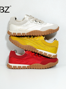 UBZ 红色德训鞋女款2026年新款春季软底厚底运动阿甘休闲小白板鞋