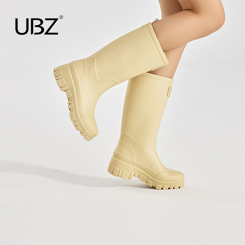 UBZ 防水户外长筒雨鞋女时尚款外穿水鞋雨靴套鞋露营防滑高筒胶鞋