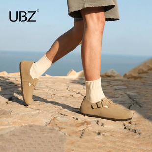 UBZ 防水全包勃肯鞋男士外穿2026年春季复古真皮单鞋休闲博肯男鞋