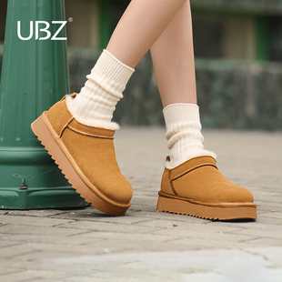 面包鞋 UBZ 厚底加厚保暖低帮棉鞋 新款 防水加绒雪地靴女2025年冬季
