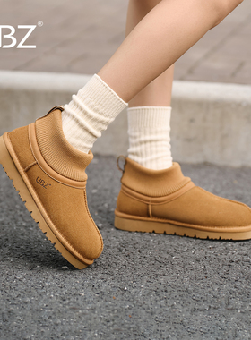 UBZ 防水加绒勃肯雪地靴女款2026年冬季新款时尚休闲保暖东北棉鞋